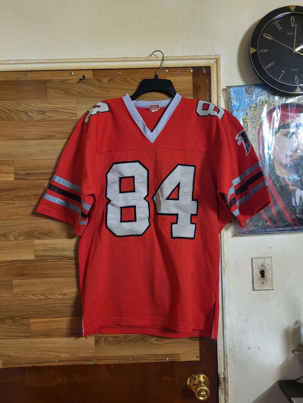 Vintage Ravens Knit NFL Atl Atlanta Falcons No 84 Football Jersey Red Size Large